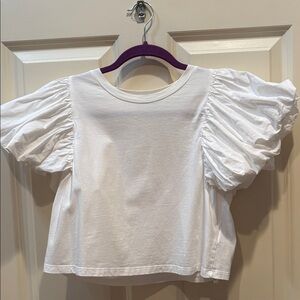 Zara White Puff Sleeve Crop Top